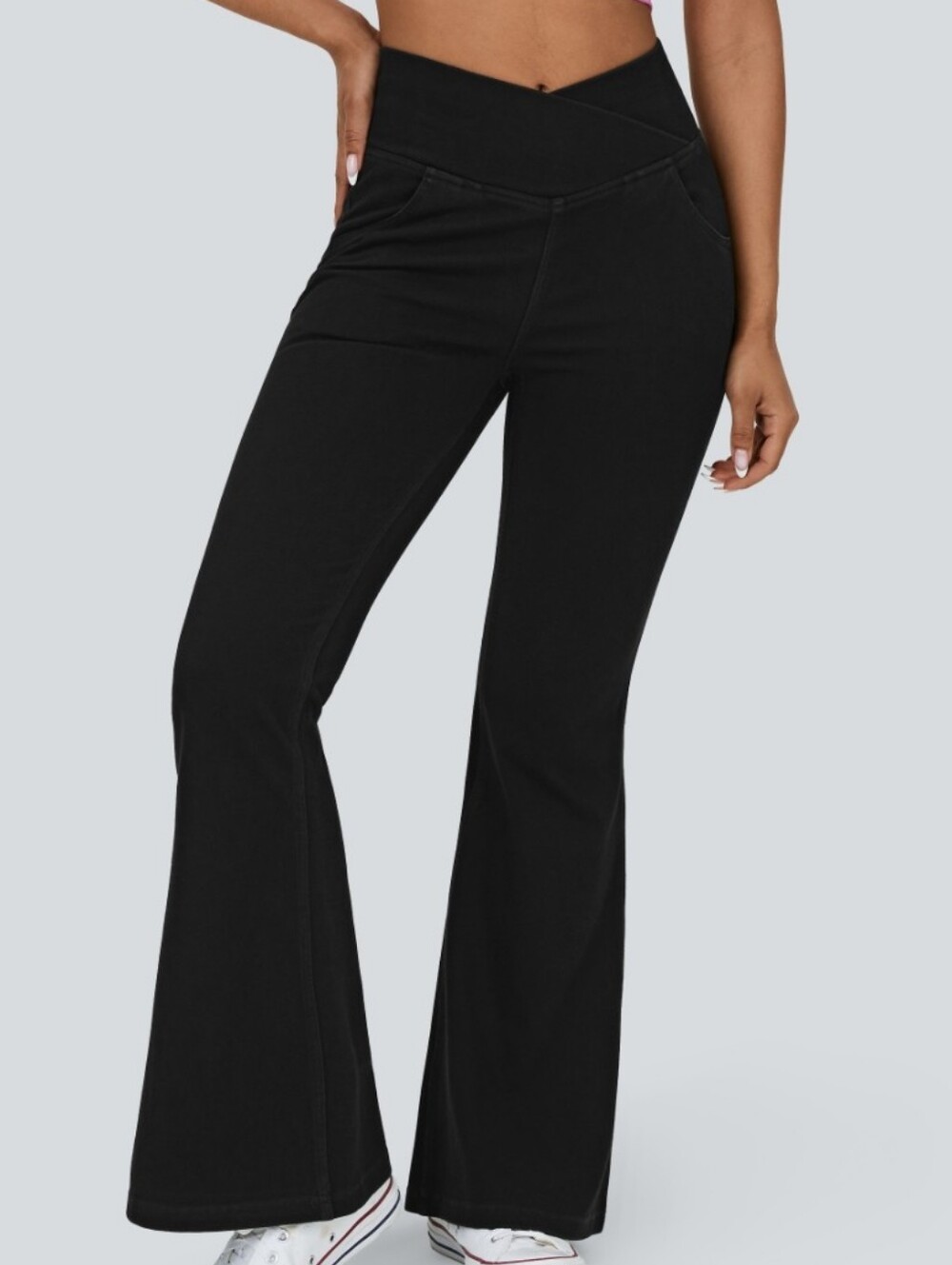 Flex High Waisted Crossover Pocket Washed Casual Jeans